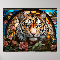 *~* AP68 Fantasy 5:4 TIGER Stained Glass Colourful