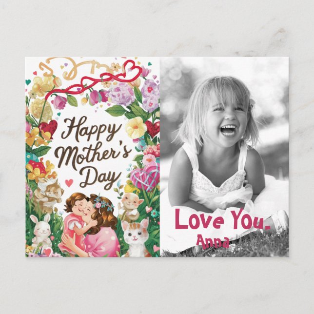 *~* AP72 . Whimsical Sweet Love Mother's Day Photo Holiday Postcard (Front)