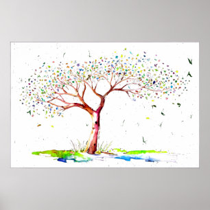*~* AP81 Modern Artistic Ethereal Minimal Tree Poster