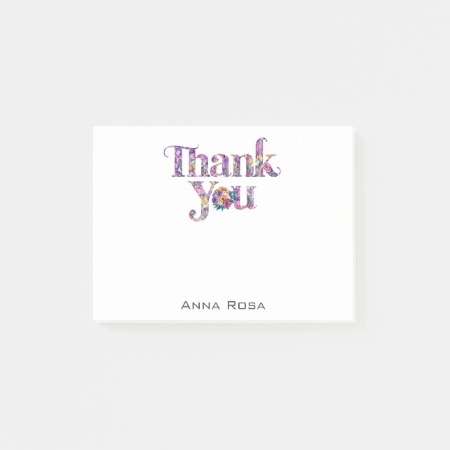 *~* AP85 Floral Thank You -  Gratitude  Manifest Post-it Notes (Front)