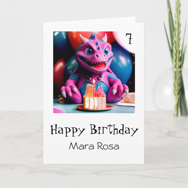 *~* AP88 AGE Baby Dragon Cake Birthday Card (Front)