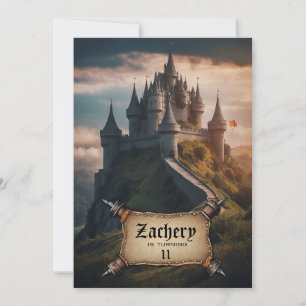 *~* AP88 Castle Mountain Mediaeval Fantasy Birthda Invitation