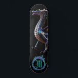 *~* AP88 Elemental Metallic Fierce Teal Dragon  Skateboard<br><div class="desc">(Search code AP88 to find similar items ) Easily Transfer to other Zazzle Products. Elemental Element DRAGON with RING of FIRE / FLAMES / FLAME and INITIAL MONOGRAM for your name - Keep or edit or delete the text. This Fierce Popular trending skateboard Chinese style custom pro Element Dragon design...</div>