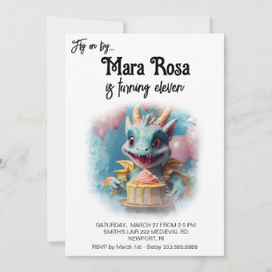 *~* AP88 PHOTO Sweet Baby Dragon Birthday Party Invitation