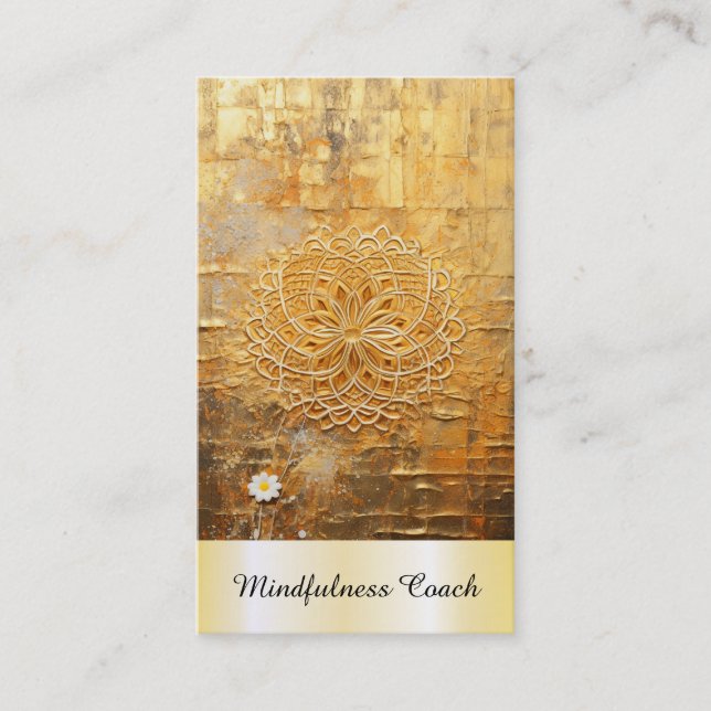 *~* AP92 QR Gold Flower of Life Reiki Yoga Sacred Business Card (Front)