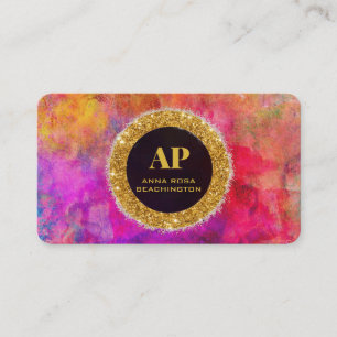 *~AP93 Neon Warm BOLD Abstract QR Business Card