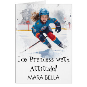 *~* AP94 Cute 15 Hockey Girl  Personalise Birthday
