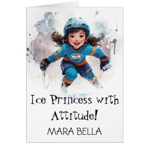 *~* AP94 Cute 5 Hockey Girl Personalize Birthday