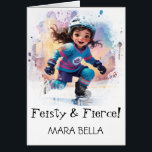 *~* AP94  Cute Hockey Girl 17 Personalise Birthday<br><div class="desc">Energetically Enhanced Cute Feisty Little Girl playing hockey on ice. BIRTHDAY CARD Personalise and Customise to your liking. The AGE , NAME EVENT TITLE and MESSAGES can be changed to your likely. Search AP94 for other sports related items OR type "anna rosa" xxxxxx for my work. Substitute the xx's for...</div>