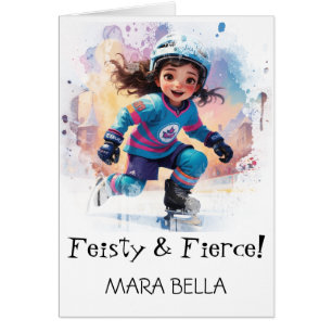 *~* AP94  Cute Hockey Girl 17 Personalise Birthday