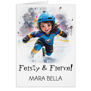 *~* AP94 Cute Hockey Girl 18 Personalise Birthday