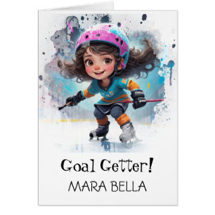 *~* AP94 Cute Hockey Girl 22 Personalise Birthday