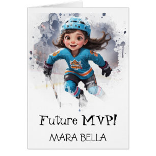*~* AP94 Cute Hockey Girl Personalise Birthday