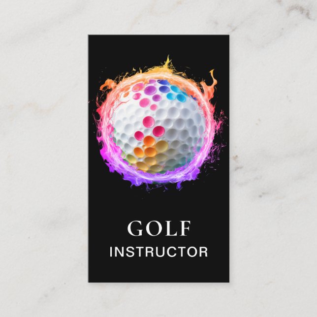 *~*  AP94 QR Flames Fire Rainbow  Bold Golf Ball  Business Card (Front)