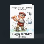 *~* AP94 Senior Man Golf Swinging Birthday Card<br><div class="desc">(Search code AP914to find similar items ) Easily Transfer to other Zazzle Products. Energetically Enhanced by Anna Rosa SeniorOld Older Man golfer with glasses and determination. QUOTE Fore-get your age — just keep swinging! Determined Golfer :) Funny Golf Birthday Card – PERSONALIZE CUSTOMIZE fully . NAME , SENTIMENT , inside...</div>