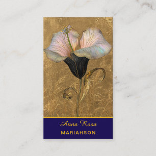*~* AP98 Elegant Flower Gold 16  Vintage  QR  Business Card