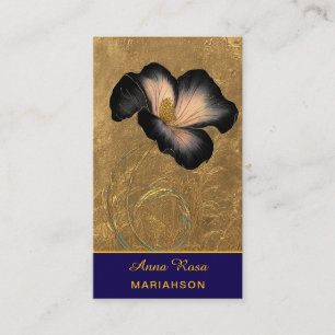 *~* AP98 Elegant Flower Gold 17  Vintage  QR  Business Card