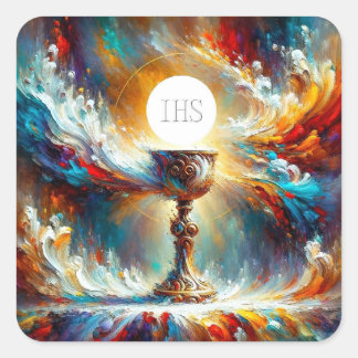 AP Communion Host and Chalice Expressionist Effect Square Sticker