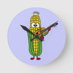 AP- Corn Playing Fiddle or Violin Clock
