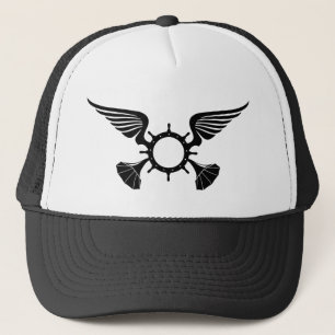 AP Trucker Hat  - Black on White - black mesh/brim