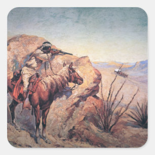 Apache Ambush (oil on canvas) Square Sticker