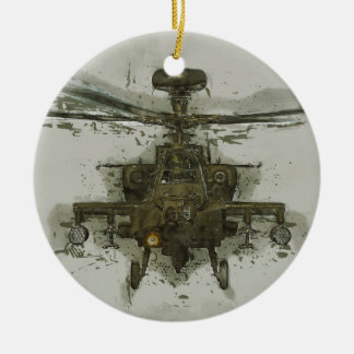 Apache Attack Helicopter Ceramic Tree Decoration