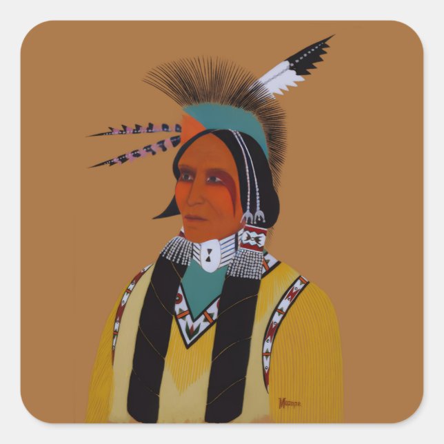 Apache Ben Square Sticker (Front)