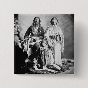 Apache Chief Antonio Maria with his family, 1897 ( 15 Cm Square Badge