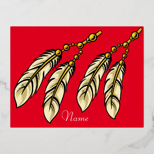 Apache Feathers Thunder_Cove Foil Holiday Postcard