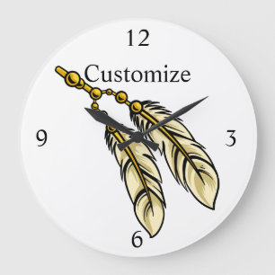 Apache Feathers Thunder_Cove  Large Clock