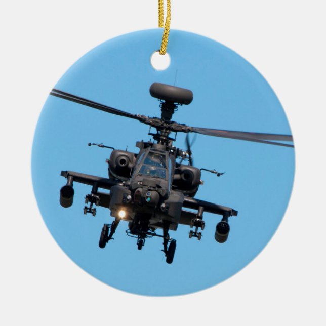 Apache Helicopter Ceramic Tree Decoration (Front)