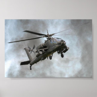 Apache Helicopter in the smoke Poster