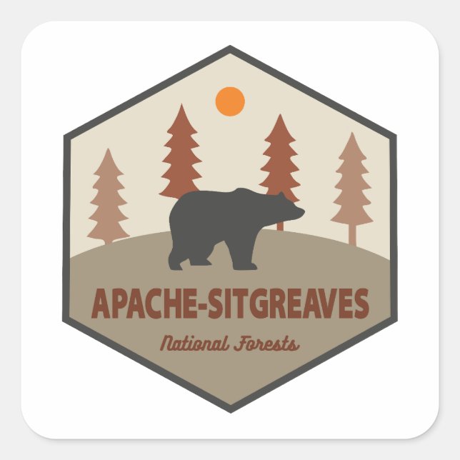 Apache-Sitgreaves National Forests Arizona Bear Square Sticker (Front)