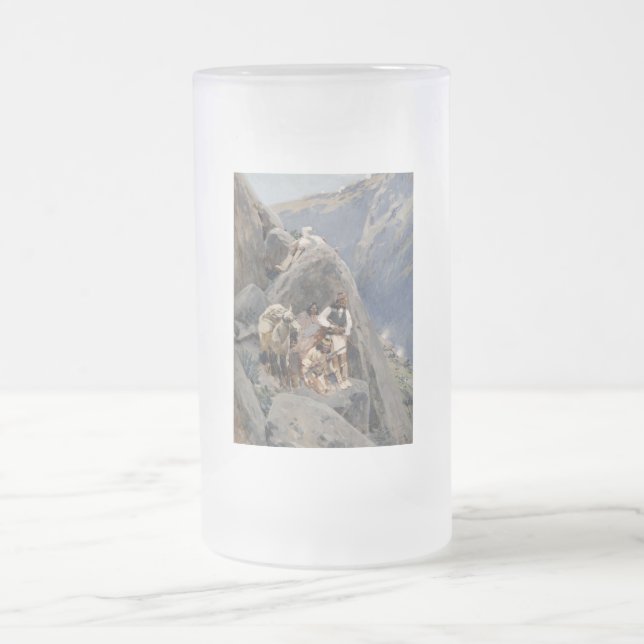 Apache Warriors: Ambush on American Cavalry Frosted Glass Beer Mug (Center)