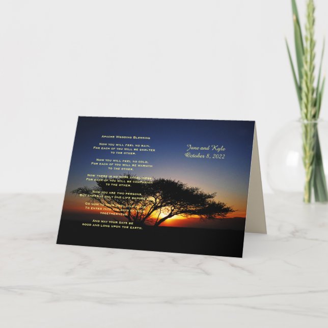 Apache Wedding Blessing Acacia Tree Sunrise Card (Front)