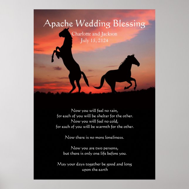 Apache Wedding Blessing Arabian horses silhouette Poster (Front)