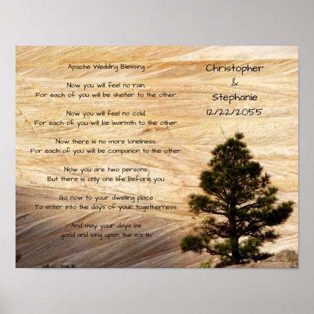 Apache Wedding Blessing Light Brown Stone and Tree Poster (Front)