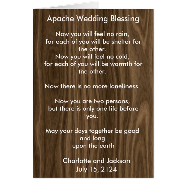 Apache Wedding Blessing White Wood Grain (Front)