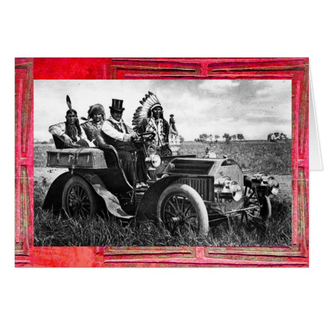 APACHES AND GERONIMO DRIVING A MOTOR CAR (Front Horizontal)