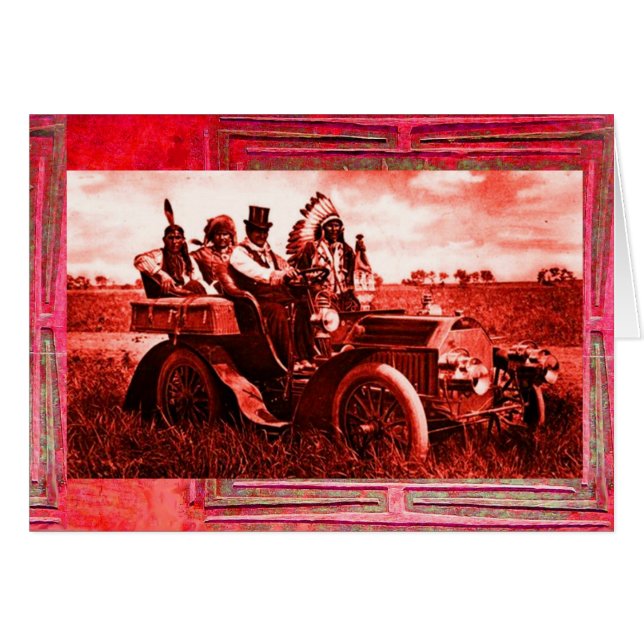 APACHES AND GERONIMO DRIVING A MOTOR CAR (Front Horizontal)