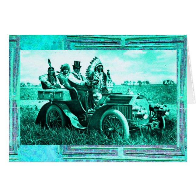 APACHES AND GERONIMO DRIVING A MOTOR CAR (Front Horizontal)