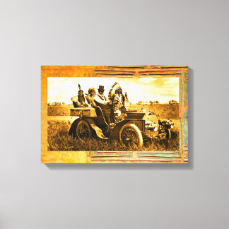 APACHES AND GERONIMO DRIVING A MOTOR CAR CANVAS PRINT