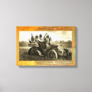 APACHES AND GERONIMO DRIVING A MOTOR CAR CANVAS PRINT