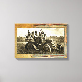 APACHES AND GERONIMO DRIVING A MOTOR CAR CANVAS PRINT