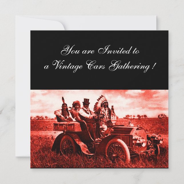 APACHES AND GERONIMO DRIVING A MOTOR CAR INVITATION (Front)