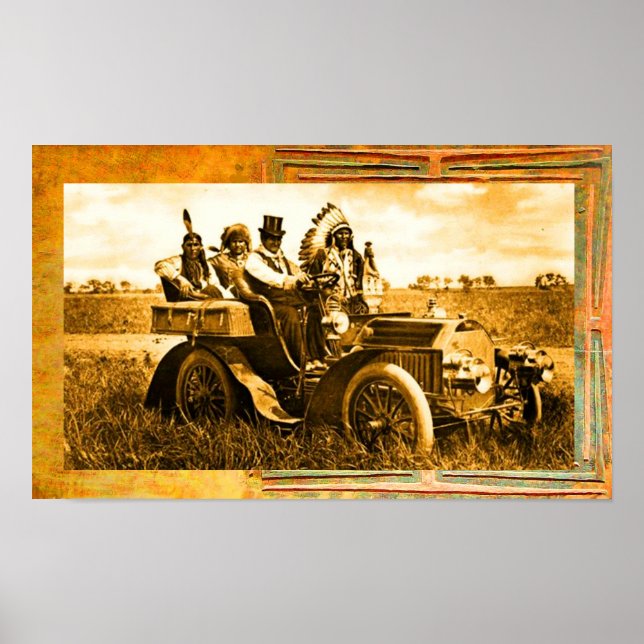 APACHES AND GERONIMO DRIVING A MOTOR CAR POSTER (Front)