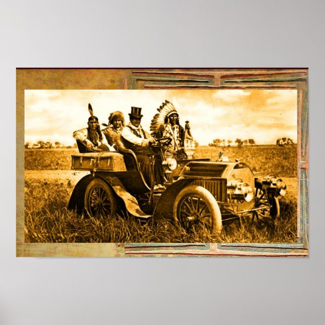 APACHES AND GERONIMO DRIVING A MOTOR CAR POSTER (Front)