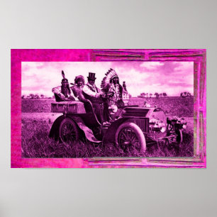 APACHES AND GERONIMO DRIVING A MOTOR CAR POSTER