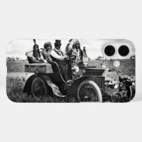 APACHES AND GERONIMO DRIVING MOTOR CAR Black White