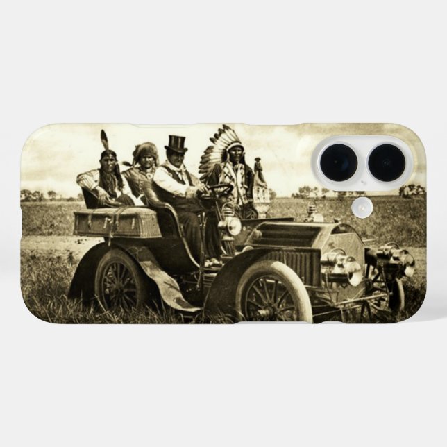 APACHES ,GERONIMO DRIVING A MOTOR CAR Black White Case-Mate iPhone Case (Back (Horizontal))